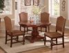 Brown Finish Traditional 5Pc Dining Set w/Marble Inlay