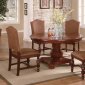 Brown Finish Traditional 5Pc Dining Set w/Marble Inlay