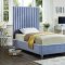 Candace Upholstered Bed in Sky Blue Velvet Fabric by Meridian