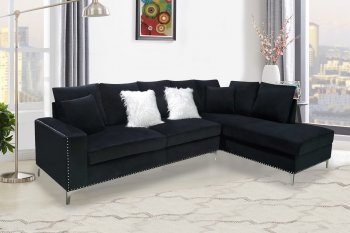 LCL-019 Sectional Sofa in Black Velvet [BDSS-LCL-019 Black]