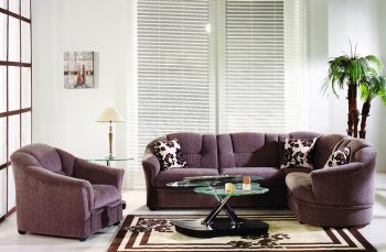 Stylish Brown Fabric Sectional Sofa w/Sleeper & Storage Unit [IKSB-PALMERA-Hazal Brown]