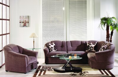 Stylish Brown Fabric Sectional Sofa w/Sleeper & Storage Unit