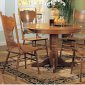 Solid Oak Finish Dinette with Round Table & Oak Wooden Chairs