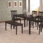 Rich Cappuccino Finish Modern 6Pc Dining Set w/Bench & Chairs