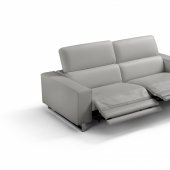 Augusto Power Reclining Sofa in Light Grey Leather by Whiteline