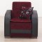 Burgundy Fabric & Black Vinyl Two-Tone Modern Sofa Bed w/Options