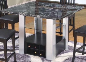 Marble Top Modern 5Pc Bar Table Set w/Wine Rack [GFDS-7040BT]