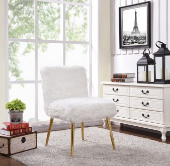 Tiffany Accent Chair in White Faux Fur by Meridian