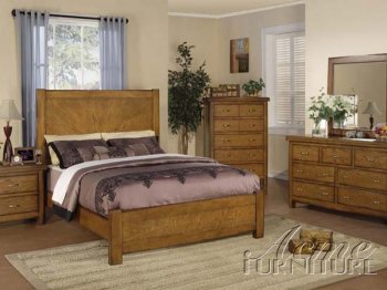 Ash Oak Finish Transitional Bed w/Optional Case Goods [AMBS-11890]