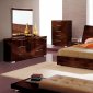 Capri Bedroom in Walnut High Gloss by ESF w/Cindi Bed