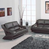 Gray Leather Upholstery Contemporary Stylsh Living Room