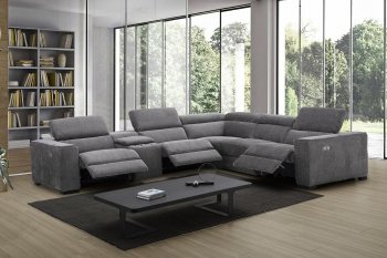 Picasso Power Motion Sectional Sofa in Dark Gray Fabric by J&M [JMSS-Picasso Dark Gray]