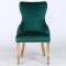 Leo Gold Dining Chair Set of 2 in Green Fabric