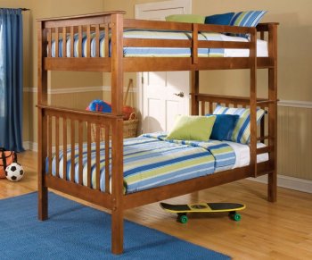 Oak Finish Convertible Bunk Bed w/Slats & Ladder [CRKB-265-460163]