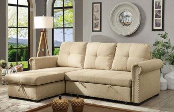 Carter Sectional Sofa CM6569 in Beige Linen-Like Fabric [FASS-CM6569-Carter]