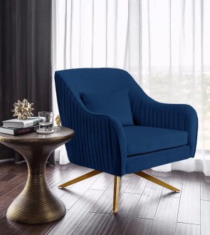 Paloma Accent Chair 585 in Navy Velvet Fabric by Meridian