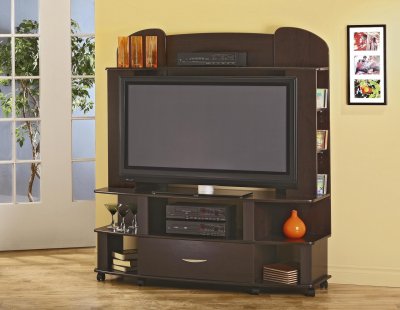 Cappuccino Finish Modern Entertainment Center w/Castor Base