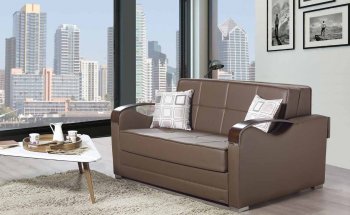 Etro Prime Loveseat Sleeper in Brown Leatherette by Mobista [MTLS-Etro Prime Brown]