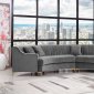 Jackson Sectional Sofa 673 in Grey Velvet Fabric by Meridian