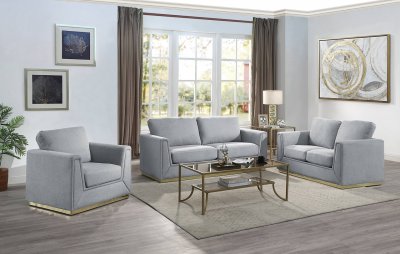 Valin Sofa & Loveseat LV01744 in Gray Fabric by Acme w/Options