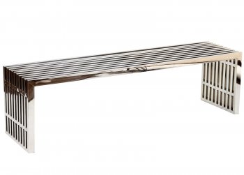 Gridiron EEI-570-SLV Stainless Steel Bench by Modway w/Options [MWBN-EEI-570-SLV-Gridiron]