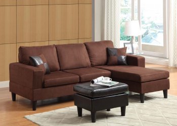 15900 Robyn Sectional Sofa & Ottoman Chocolate Microfiber Acme [AMSS-15900 Robyn]