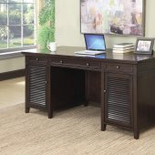 801097 Office Desk in Dark Brown by Coaster w/Power Outlet