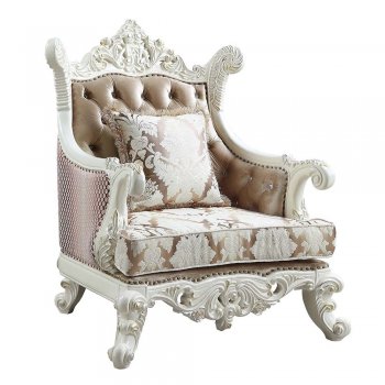 Vanaheim Chair LV00805 Fabric & Antique White by Acme w/Options [AMAC-LV00805 Vanaheim]