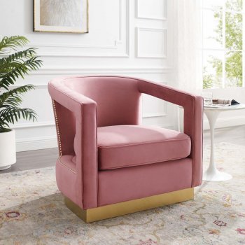 Frolick Accent Chair in Dusty Rose Velvet by Modway [MWAC-3888 Frolick Dusty Rose]