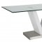 Key Dining Table Walnut w/Clear Glass Top by Whiteline Imports