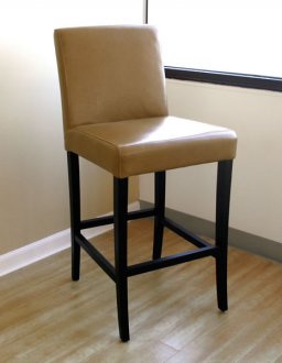 Light Brown Leather Upholstery Bar Stool