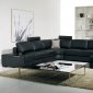 T35 Sectional Sofa in Black Bonded Leather by VIG w/ Side Light