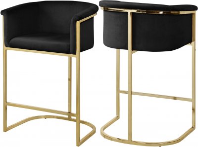 Donatella Counter Stool 700 Set of 2 in Black Velvet by Meridian