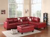 G309 Sectional Sofa in Red Bonded Leather by Glory w/Ottoman