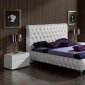 White Finish Modern Bedroom w/Leatherette Upholstered Bed