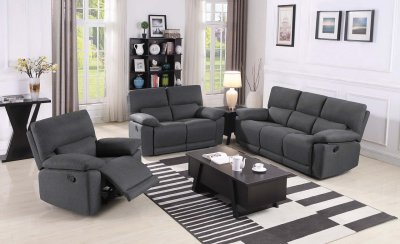 Hartville Motion Sofa 650254 in Grey Linen-Like Fabric - Coaster