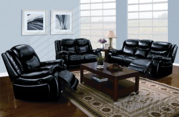 Black Bonded Leather Modern Moreno Motion Sofa Set w/Options [AMS-50095 Moreno]