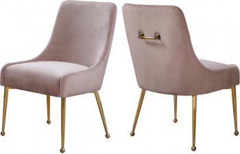 Owen Dining Chair 744 Set of 2 Pink Velvet Fabric by Meridian [MRDC-744 Owen Pink]