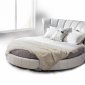 Round White Leather Bed w/Elegant Curvy Headboard