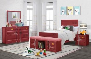 Cruise Kids Bedroom 4Pc Set in Red by Global w/Options [GFKB-Cruise Red]