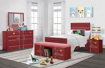 Cruise Kids Bedroom 4Pc Set in Red by Global w/Options