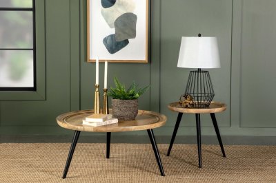 Zoe Coffee Table 3Pc Set 736108 in Natural by Coaster