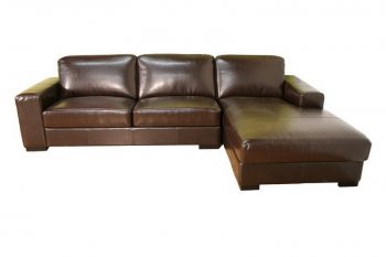 Modern Sectional Sofa In Dark Brown Leather [AWSS-Madrid Dark Brown]