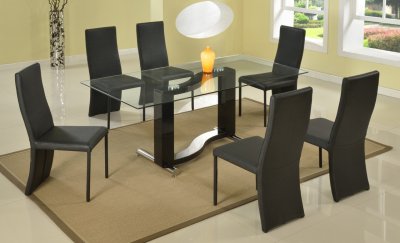 Fenya Dining Table Clear Glass Top by Chintaly w/Optional Chairs