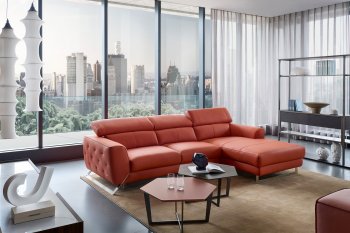 S266 Sectional Sofa in Orange Leather by Beverly Hills [BHSS-S266 Orange]