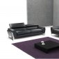 Black Top Grain Italian Leather Modern Sofa w/Optional Loveseat