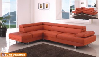 8078 Sectional Sofa Orange Leatherette by American Eagle [AESS-8078 Orange]