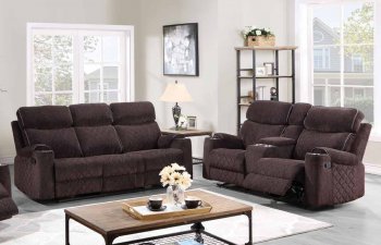 Aulada Motion Sofa 56905 in Chocolate Fabric by Acme w/Options [AMS-56905 Aulada]