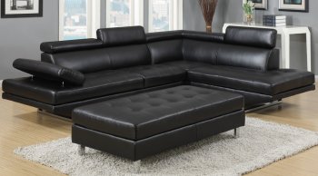 G143 Sectional Sofa in Black Bonded Leather by Glory [GYSS-G143]