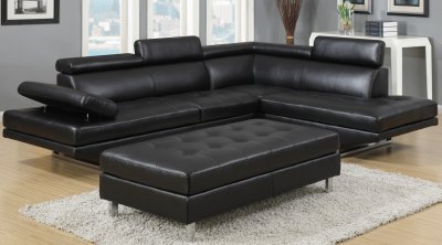 G143 Sectional Sofa in Black Bonded Leather by Glory